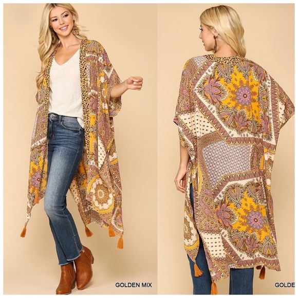 ❤️LAST! Gold Multi Animal Print Tassel Kimono! - Picture 2 of 7